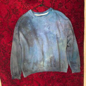 Masha Apparel Nebula Galaxy Space Blue Tie Dye Unisex Sweatshirt Anvil XL